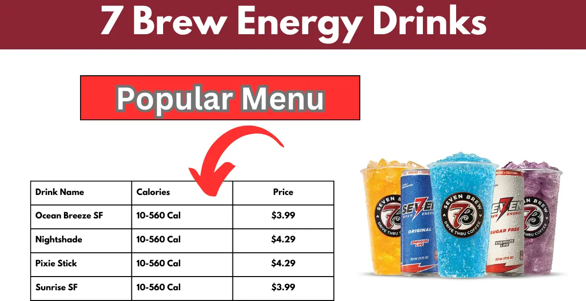 7 Brew Energy Drinks Menu With Prices